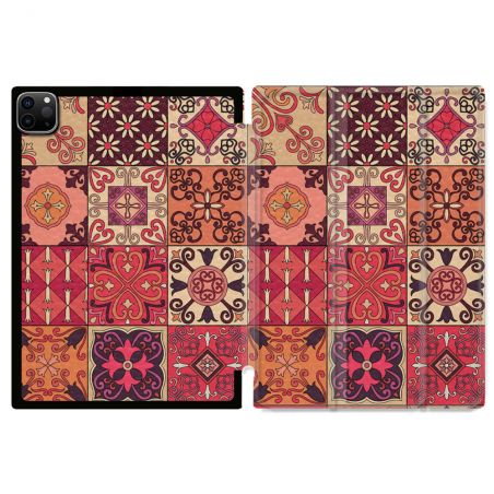 Coque Renforcée Pour Ipad Pro 11 M4 2024 Texture Carreau Ciment Rouge