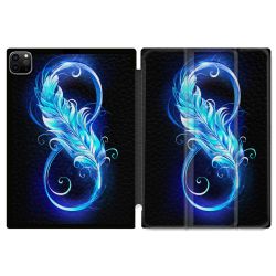 Coque Renforcée Pour Ipad Pro 11 M4 2024 Texture Plume Infini Bleu