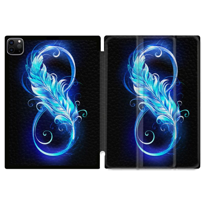 Coque Renforcée Pour Ipad Pro 11 M4 2024 Texture Plume Infini Bleu
