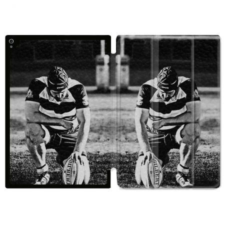Coque Renforcée Pour Ipad Air 11 M2 2024 Sport Rugby Noir Blanc