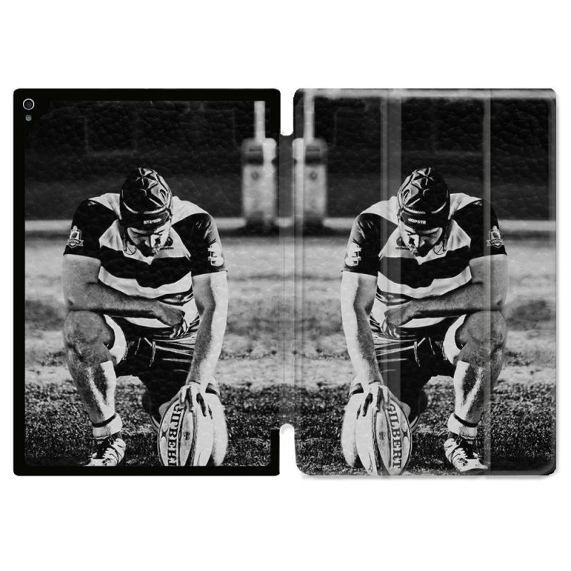 Coque Renforcée Pour Ipad Air 11 M2 2024 Sport Rugby Noir Blanc