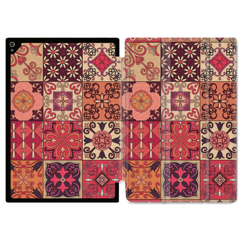 Coque Renforcée Pour Ipad Air 11 M2 2024 Texture Carreau Ciment Rouge