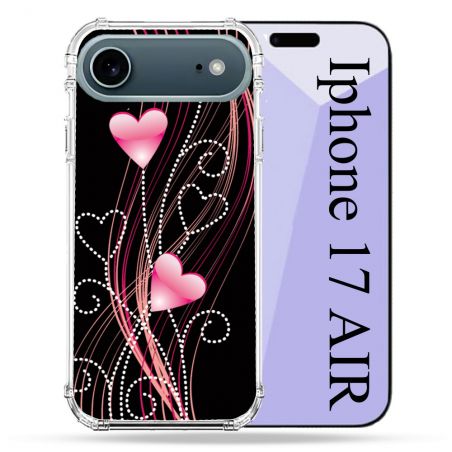 Coque Renforcée Magsafe Pour Iphone 17 Air Amour Coeur Rose Montant sur Noir