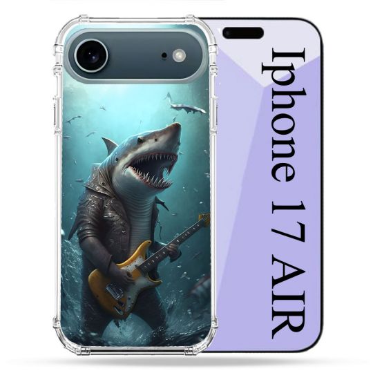 Coque Renforcée Magsafe Pour Iphone 17 Air Musique Rock Requin