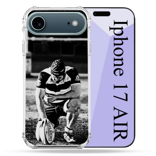 Coque Renforcée Magsafe Pour Iphone 17 Air Sport Rugby Noir Blanc