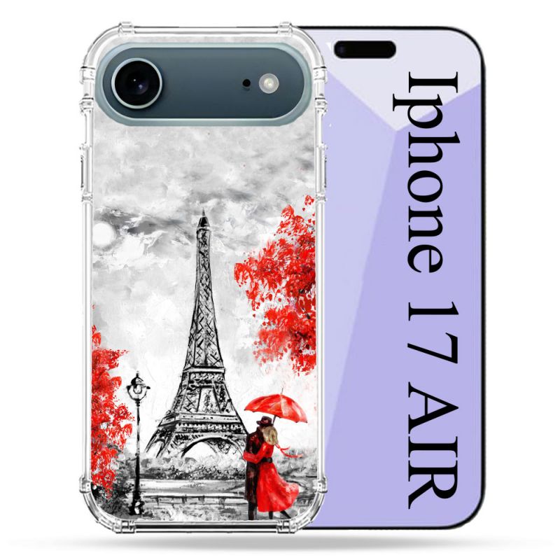 Coque Renforcée Magsafe Pour Iphone 17 Air Voyage France Paris Rouge