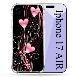 Coque Renforcée Pour Iphone 17 Air Amour Coeur Rose Montant sur Noir