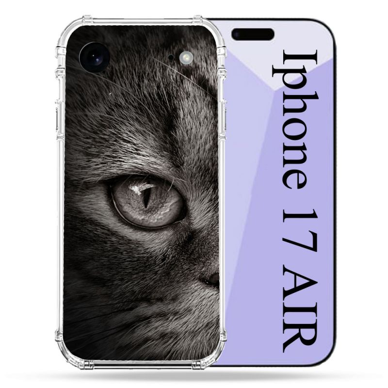 Coque Renforcée Pour Iphone 17 Air Animal Chat Gris