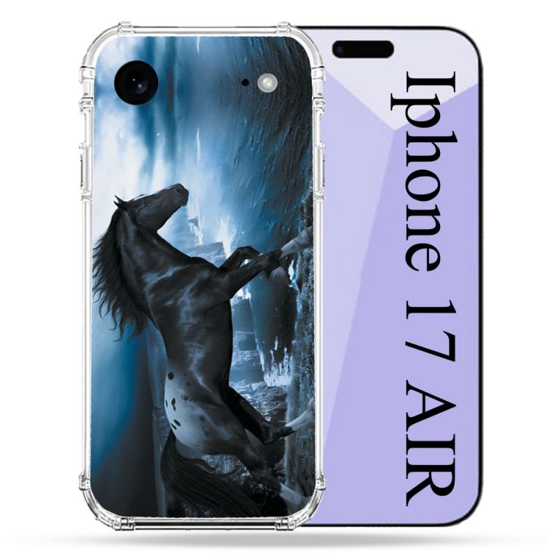Coque Renforcée Pour Iphone 17 Air Animal Cheval Noir