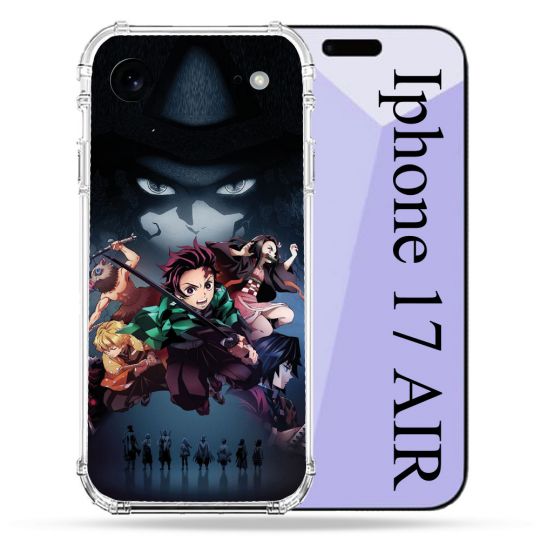 Coque Renforcée Pour Iphone 17 Air Manga Demon Slayer Noir