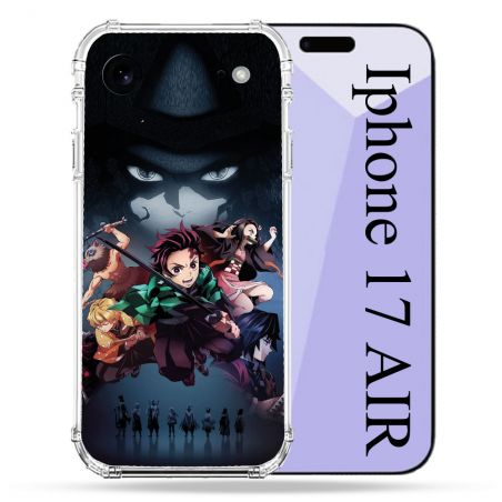 Coque Renforcée Pour Iphone 17 Air Manga Demon Slayer Noir