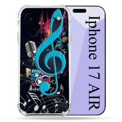 Coque Renforcée Pour Iphone 17 Air Musique Cle Sol Bleu