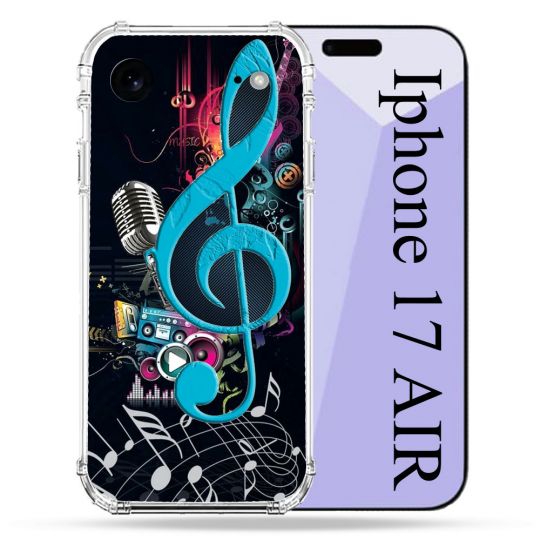 Coque Renforcée Pour Iphone 17 Air Musique Cle Sol Bleu