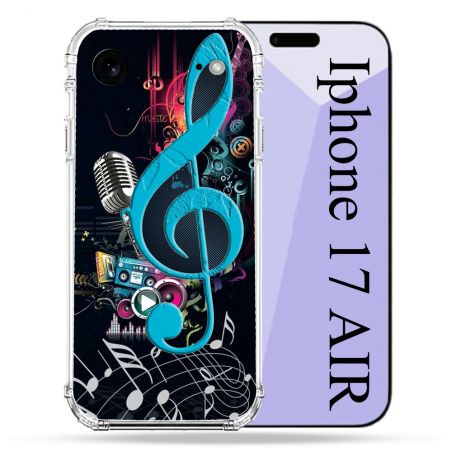 Coque Renforcée Pour Iphone 17 Air Musique Cle Sol Bleu