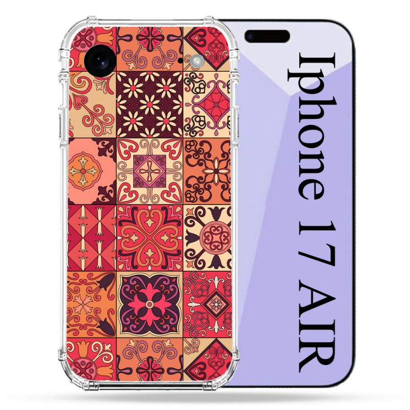 Coque Renforcée Pour Iphone 17 Air Texture Carreau Ciment Rouge