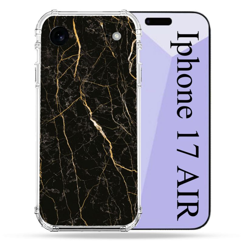 Coque Renforcée Pour Iphone 17 Air Texture Marbre Noir