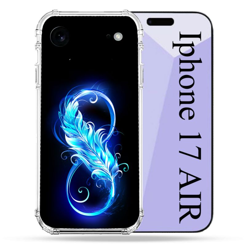 Coque Renforcée Pour Iphone 17 Air Texture Plume Infini Bleu