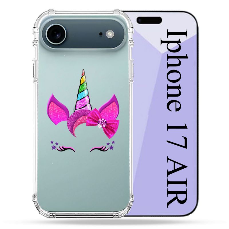 Coque Renforcée Transparente Pour Iphone 17 Air Licorne Paillette