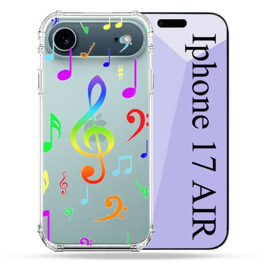 Coque Renforcée Transparente Pour Iphone 17 Air Note Musique Colore
