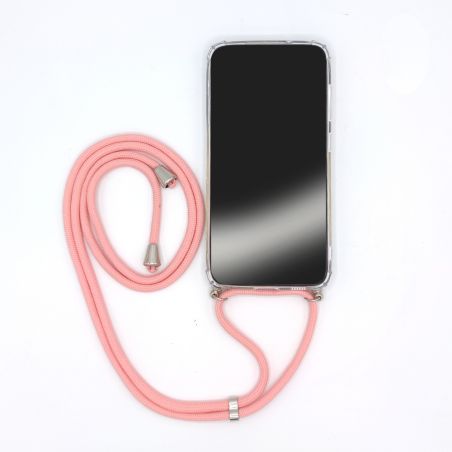 Coque Renforcée Transparente Pour Iphone 17 Air Lanière Cordon Rose