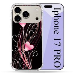 Coque Renforcée Magsafe Pour Iphone 17 Pro Amour Coeur Rose Montant sur Noir