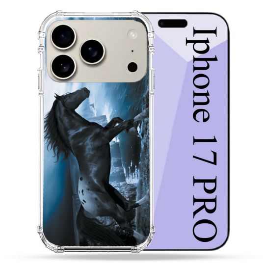 Coque Renforcée Magsafe Pour Iphone 17 Pro Animal Cheval Noir