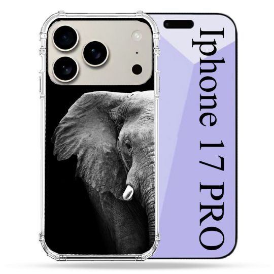 Coque Renforcée Magsafe Pour Iphone 17 Pro Animal Elephant Noir