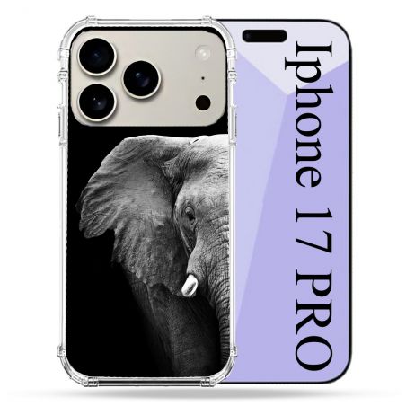 Coque Renforcée Magsafe Pour Iphone 17 Pro Animal Elephant Noir