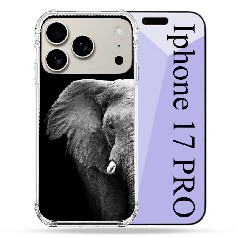 Coque Renforcée Magsafe Pour Iphone 17 Pro Animal Elephant Noir