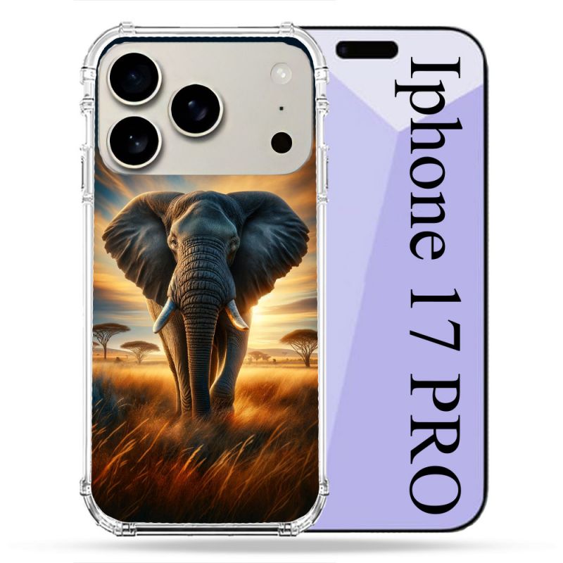 Coque Renforcée Magsafe Pour Iphone 17 Pro Animal Elephant Savane
