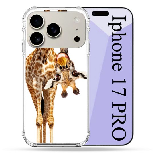 Coque Renforcée Magsafe Pour Iphone 17 Pro Animal Girafe Blanche