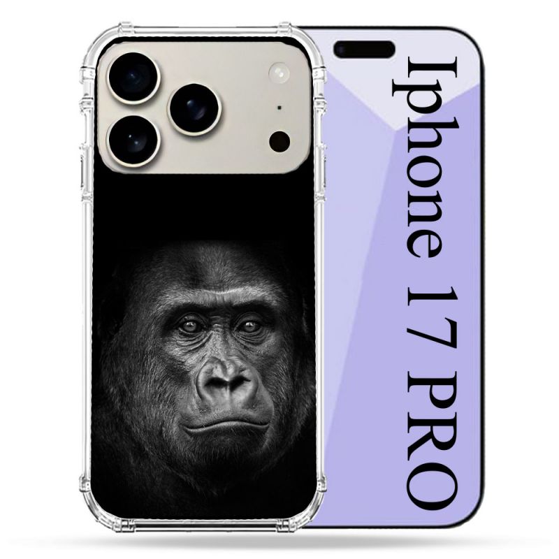 Coque Renforcée Magsafe Pour Iphone 17 Pro Animal Gorille Noir