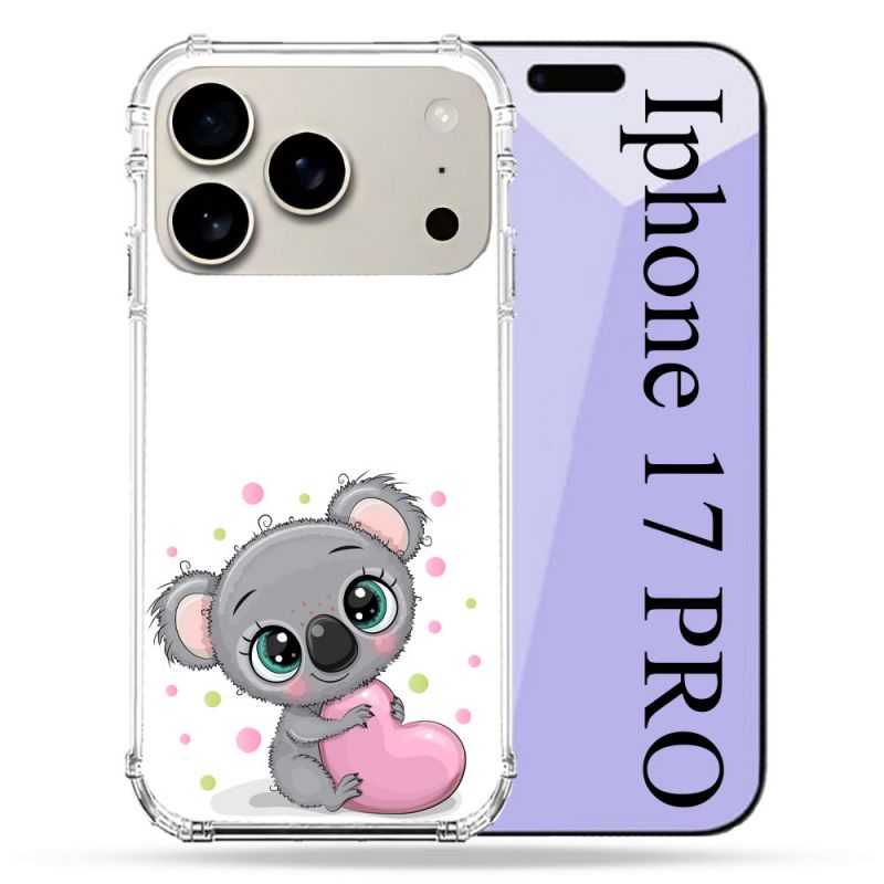 Coque Renforcée Magsafe Pour Iphone 17 Pro Animal Koala Cœur