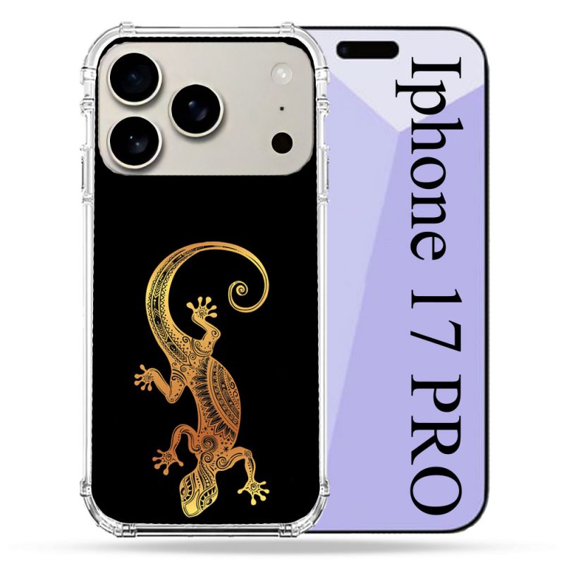 Coque Renforcée Magsafe Pour Iphone 17 Pro Animal Lezard Noir