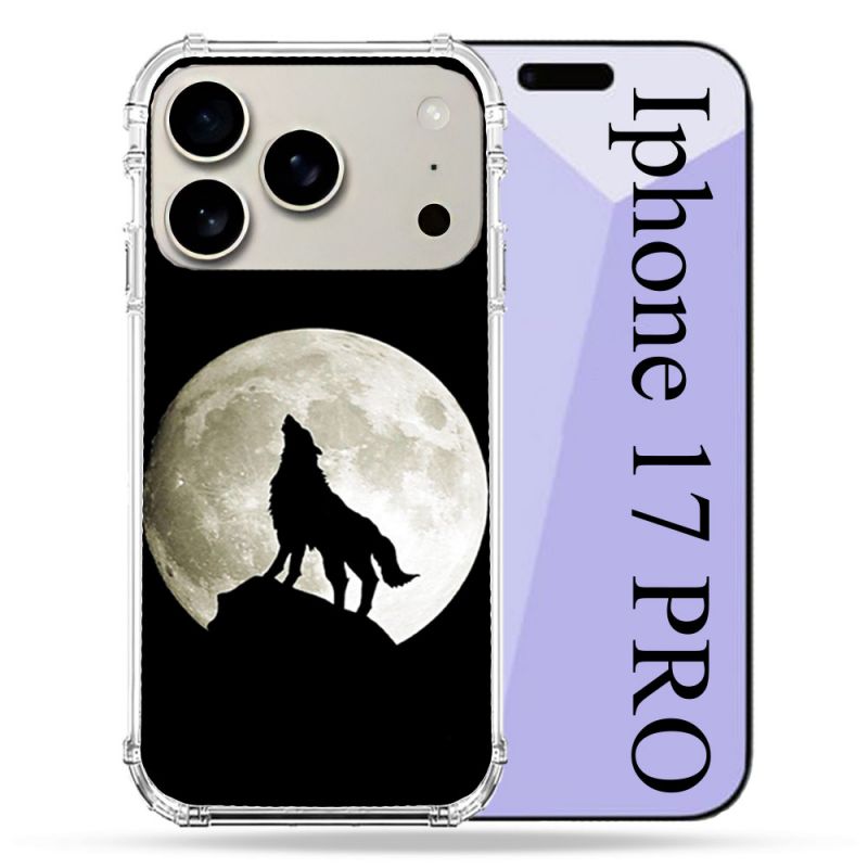 Coque Renforcée Magsafe Pour Iphone 17 Pro Animal Loup Noir
