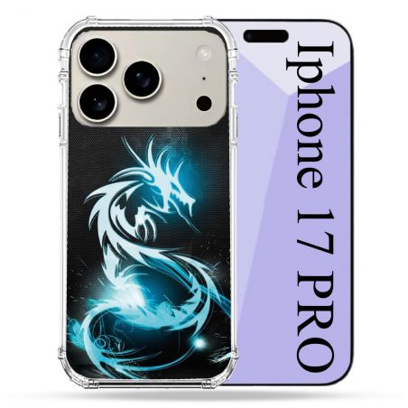 Coque Renforcée Magsafe Pour Iphone 17 Pro Fantastique Dragon Bleu