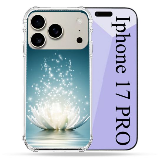 Coque Renforcée Magsafe Pour Iphone 17 Pro Fleur Lotus Blanc