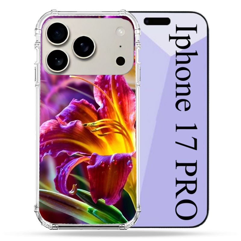Coque Renforcée Magsafe Pour Iphone 17 Pro Fleur Lys Color
