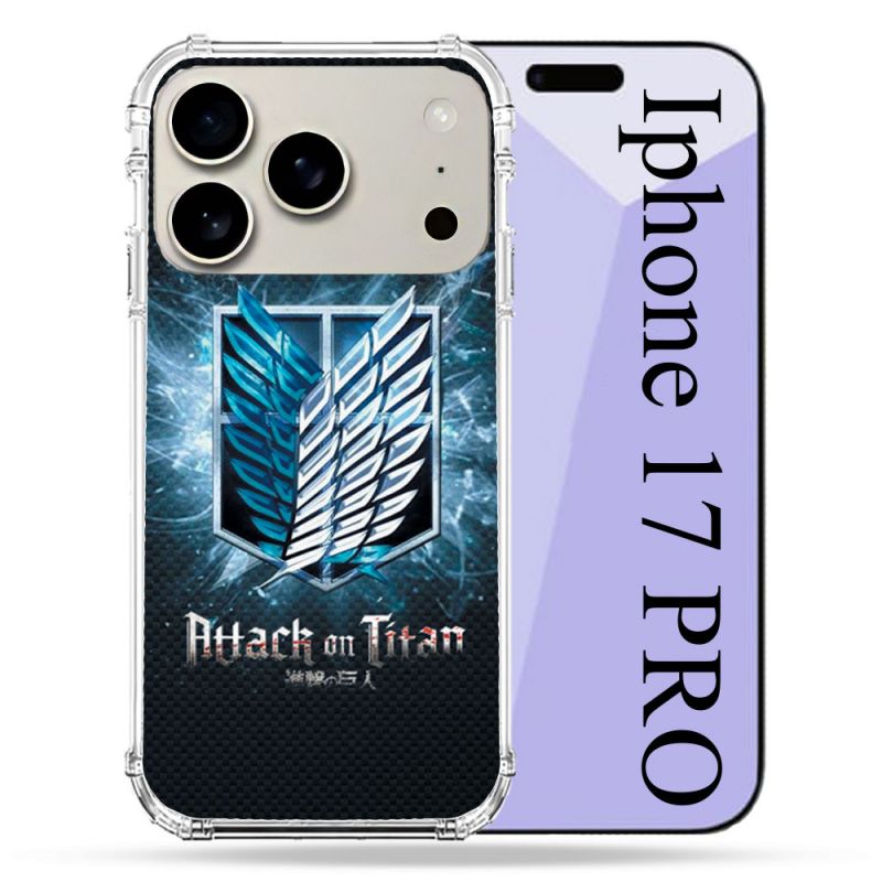 Coque Renforcée Magsafe Pour Iphone 17 Pro Manga Attaque Titans Noir
