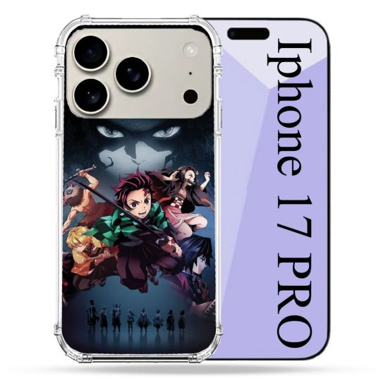 Coque Renforcée Magsafe Pour Iphone 17 Pro Manga Demon Slayer Noir