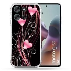 Coque Renforcée Pour Motorola G56 5G Amour Coeur Rose Montant sur Noir