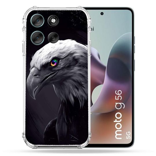 Coque Renforcée Pour Motorola G56 5G Animal Aigle Royal Noir