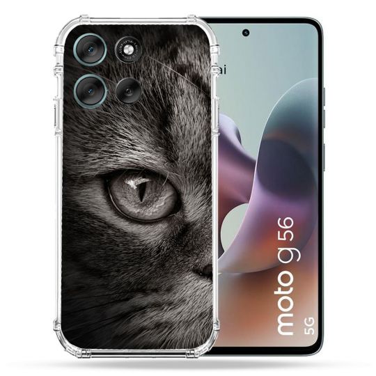 Coque Renforcée Pour Motorola G56 5G Animal Chat Gris