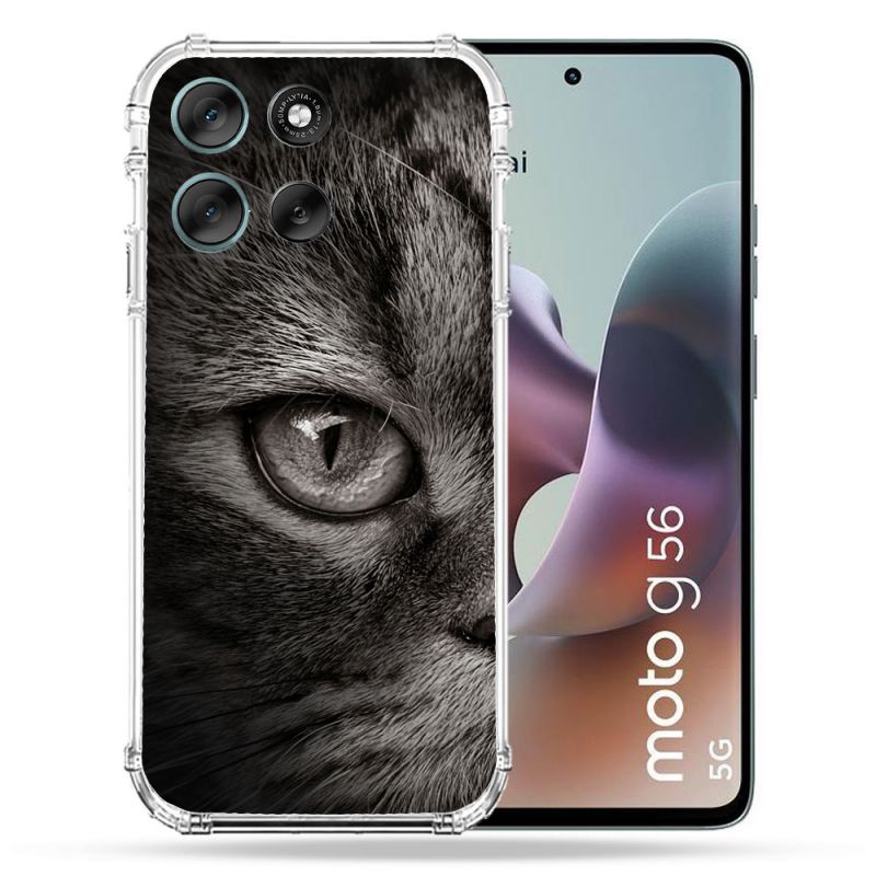 Coque Renforcée Pour Motorola G56 5G Animal Chat Gris