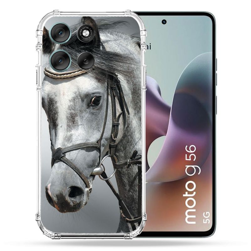 Coque Renforcée Pour Motorola G56 5G Animal Cheval Blanc