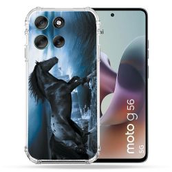 Coque Renforcée Pour Motorola G56 5G Animal Cheval Noir