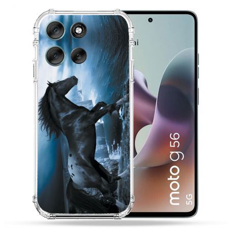 Coque Renforcée Pour Motorola G56 5G Animal Cheval Noir