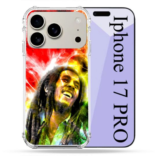 Coque Renforcée Magsafe Pour Iphone 17 Pro Musique Bob Marley Color