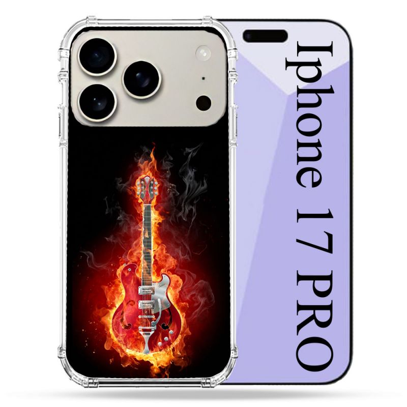 Coque Renforcée Magsafe Pour Iphone 17 Pro Musique Guitare Electrique