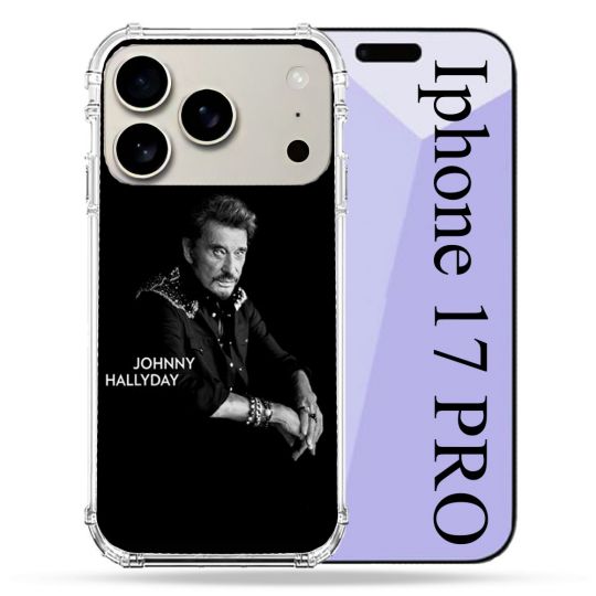 Coque Renforcée Magsafe Pour Iphone 17 Pro Musique Johnny Hallyday Noir